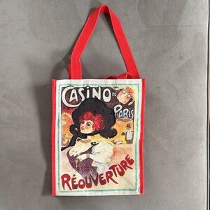 Casino de Paris canvas tote sequins edging Canvas Tote Bag Vintage Print